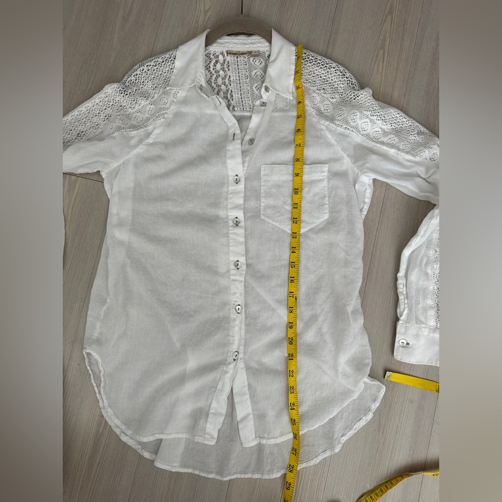 Anthropology Holding Horses Lace Long Sleeve Cotton Blend Shirt Size S - Picture 9 of 16